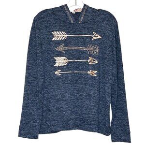 Women's SJS Pullover Hooded Large Embellished Sweater Top with Pocket